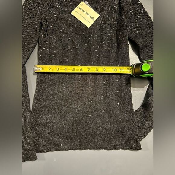 Lauren Michelle Ombré Sequined Sweater Black Sz Small - Picture 13 of 15